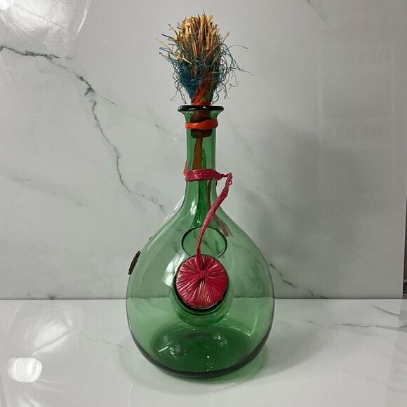 VINTAGE Green Glass Wine Chiller Decanter - Picture 2 of 4